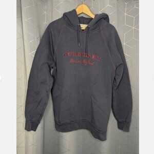 Burberry Navy Hooded Sweatshirt Embroidered Logo - Article #40580971 - Sz L